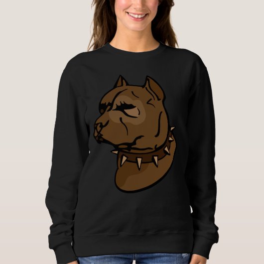 Sweatshirt Chien Pitbull Brown avec collier (Devant)