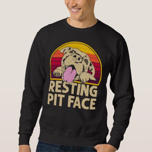 Sweatshirt Chien Pitbull Repose Pit Face Drôle Pour Pitbull L (Devant)