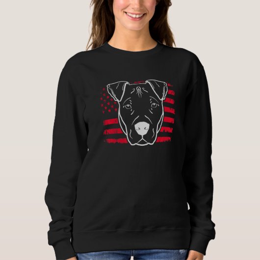 Sweatshirt Chien Pitbull Us drapeau américain 2 (Devant)