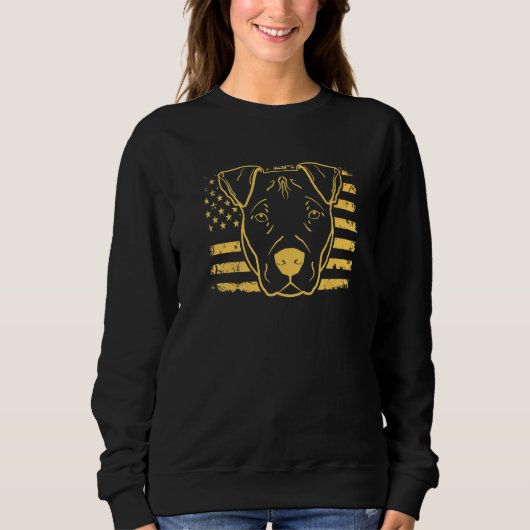 Sweatshirt Chien Pitbull Us Drapeau américain 3 (Devant)