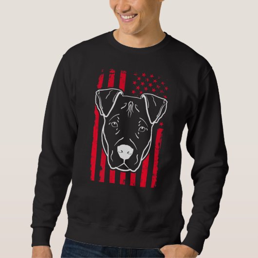 Sweatshirt Chien Pitbull Us drapeau américain 5 (Devant)