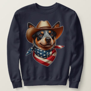 Sweatshirt Chien portant un drapeau Casquette et américain Ba