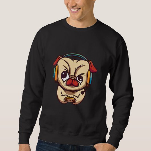 Sweatshirt Chien Pug Joueur (Devant)