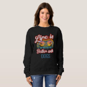 Sweatshirt Chien Retro Sunset Life is Better With Dogs! (Devant entier)