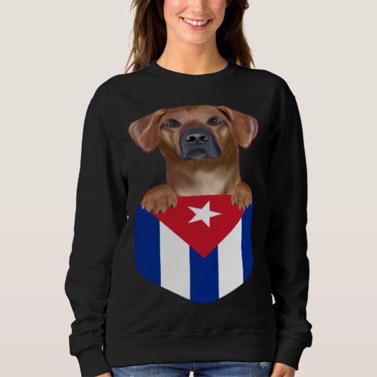 Sweatshirt Chien Rhodesian Ridgeback Drapeau Cuba Dans La Poc (Devant)