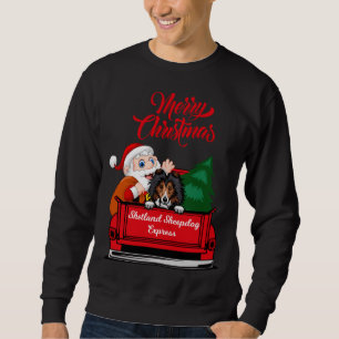 Sweatshirt Chien Shetland Sheepdog Avec Père Noël En Truc Rou