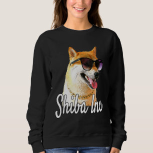 Sweatshirt Chien Shiba Inu avec lunettes de soleil et chaîne 