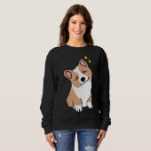 Sweatshirt Chien souriant mignon Corgi (Devant entier)