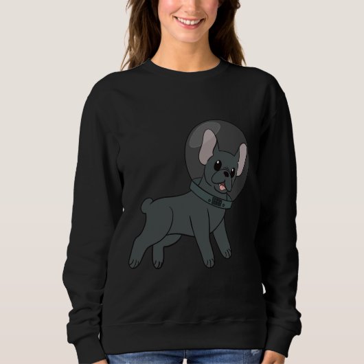 Sweatshirt Chien-taureau bleu français dans l'espace (Devant)