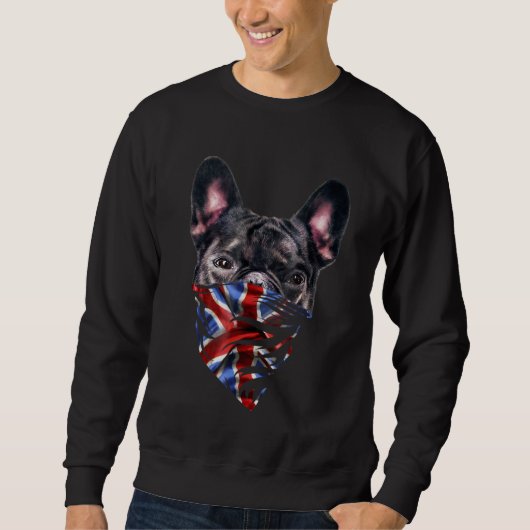Sweatshirt Chien taureau français portant Union Jack Bandana (Devant)