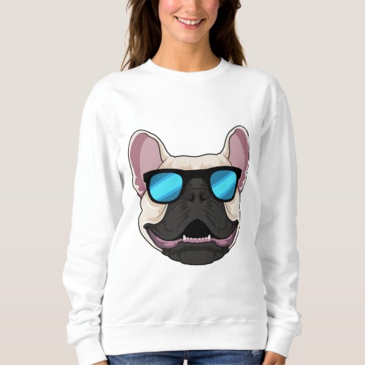 Sweatshirt Chien-taureaux français avec lunettes de soleil (Devant)