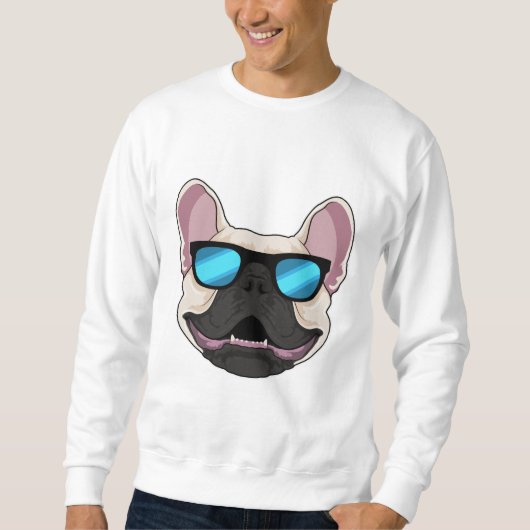 Sweatshirt Chien-taureaux français avec lunettes de soleil (Devant)