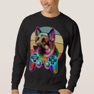 Sweatshirt chien vintage et console de jeu
