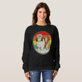 Sweatshirt Chien vintage Retro Sunset Lhasa Apsos (Devant entier)