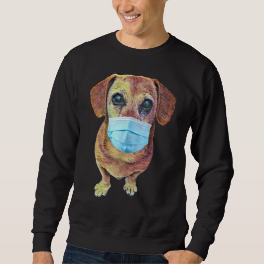 Sweatshirt Chien Weiner Avec Masque Sur (Devant)