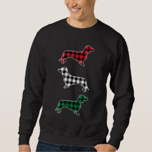 Sweatshirt Chien Wiener Dachshund Joyeux Noël Buffalo Carreau