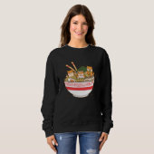 Sweatshirt Chiens de Kawaii mangeant Ramen (Devant entier)
