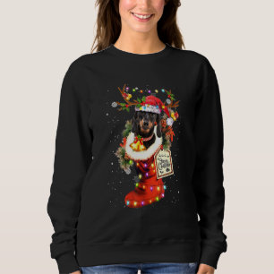 Sweatshirt Chiens De père Noël En Bas Snowflakes Joyeux