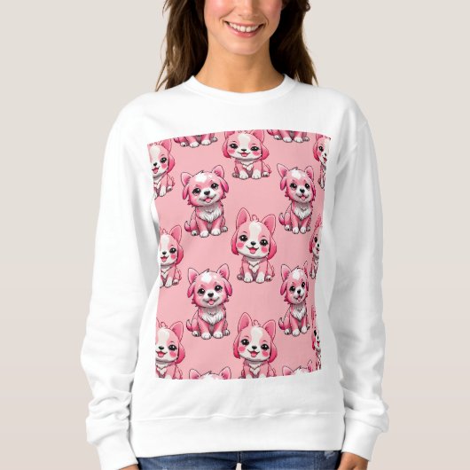 Sweatshirt Chiens roses mignons (Devant)