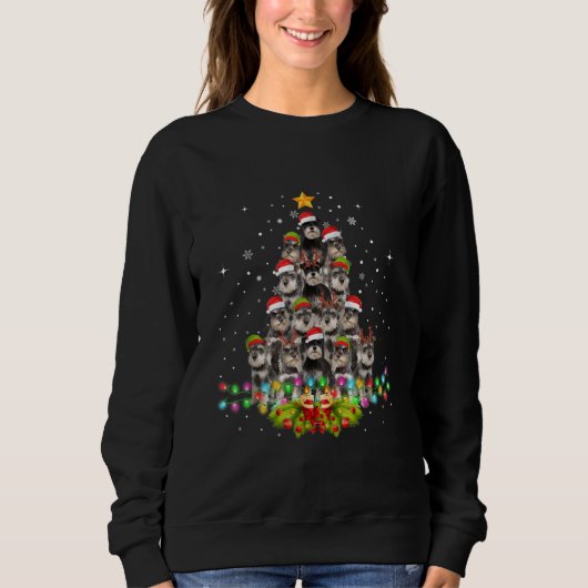 Sweatshirt Chiens Schnauzer Arbre Chandail de Noël Jeu de Noë (Devant)