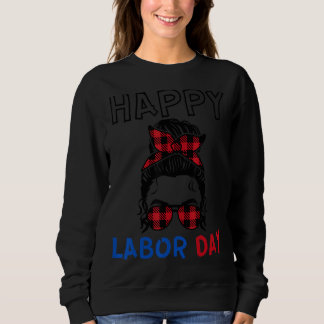 Sweatshirt Chignon Méssé Plaid de Buffalo Joyeuse Fête du Tra