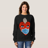 Sweatshirt Chih Tzu Chien Coeur Dans Le Masque Valentines Jou (Devant entier)