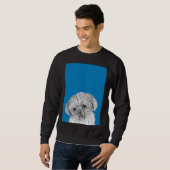Sweatshirt Chih Tzu Portrait de chien ( Arrière - plan bleu ) (Devant entier)