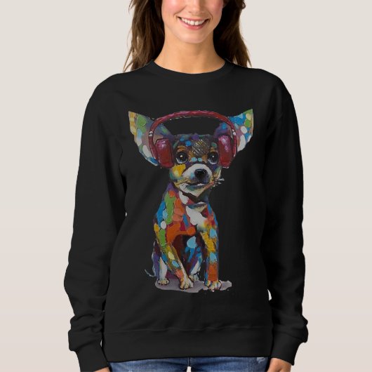 Sweatshirt Chihuahua avec écouteurs (Devant)