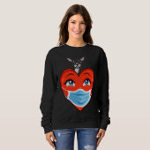 Sweatshirt Chihuahua Chien Coeur Dans Le Masque Valentines Jo (Devant entier)