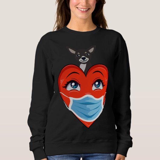 Sweatshirt Chihuahua Chien Coeur Dans Le Masque Valentines Jo (Devant)