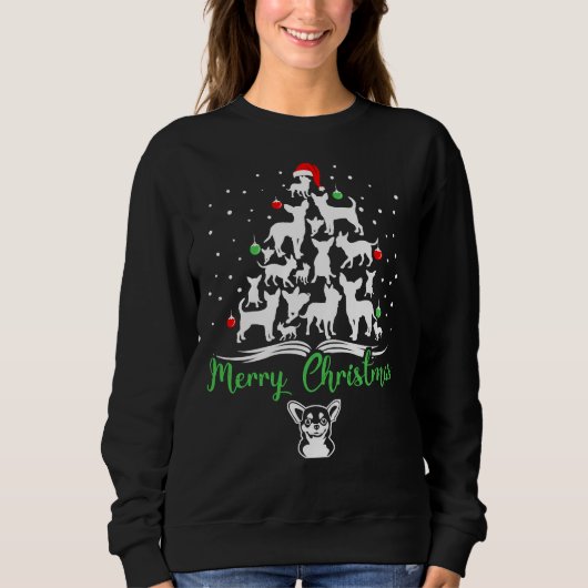 Sweatshirt Chihuahua Christmas Tree Joyeux Noël (Devant)