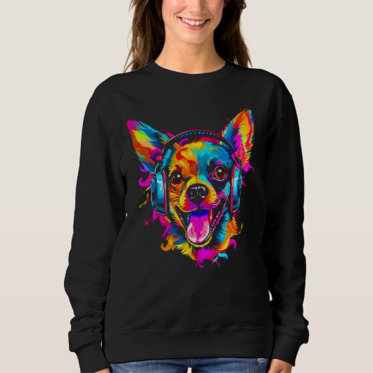 Sweatshirt Chihuahua Dog DJ Festival (Devant)