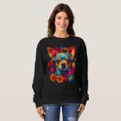 Sweatshirt Chihuahua Dog Flowers (Devant entier)