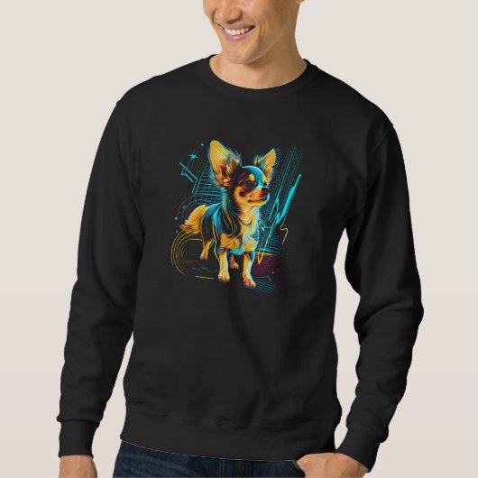 Sweatshirt Chihuahua Dog Owner Dogs 80s Retro Wave Style Grap (Devant)