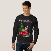 Sweatshirt Chihuahua équitation Camion Rouge Joyeux Noël Chie (Devant entier)