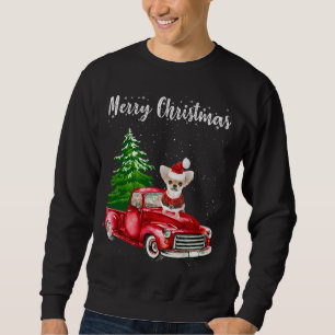 Sweatshirt Chihuahua équitation Camion Rouge Joyeux Noël Chie