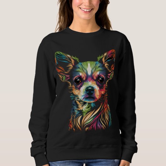 Sweatshirt Chihuahua Face Cute Colorful Beautiful  Dog (Devant)