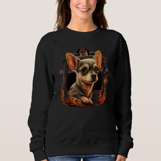 Sweatshirt Chihuahua  Firefighter Fireman Cool Dog Men Hat Fi (Devant)