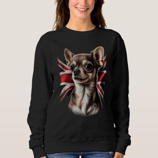 Sweatshirt Chihuahua Great Britain England Flag Colors Count (Devant)