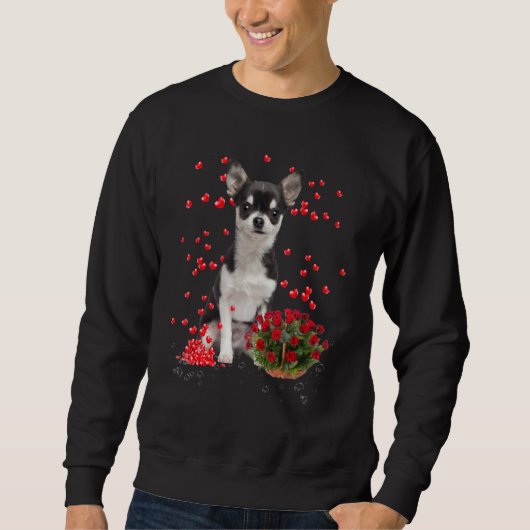 Sweatshirt Chihuahua Hearts Balloons And Rose Basket Valentin (Devant)