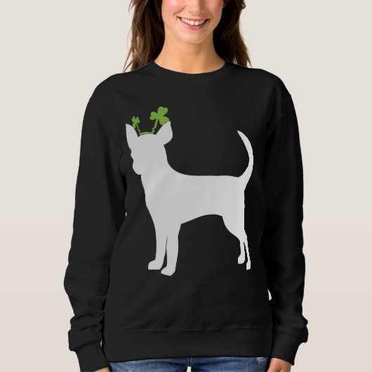 Sweatshirt Chihuahua Jour de la Saint Patrick Chien Shamrock (Devant)