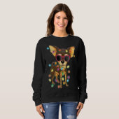 Sweatshirt Chihuahua Noël Arbre Lumières Chien Maman Papa Noë (Devant entier)