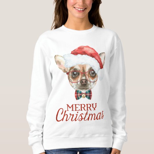 Sweatshirt Chihuahua Pull de Noël (Devant)
