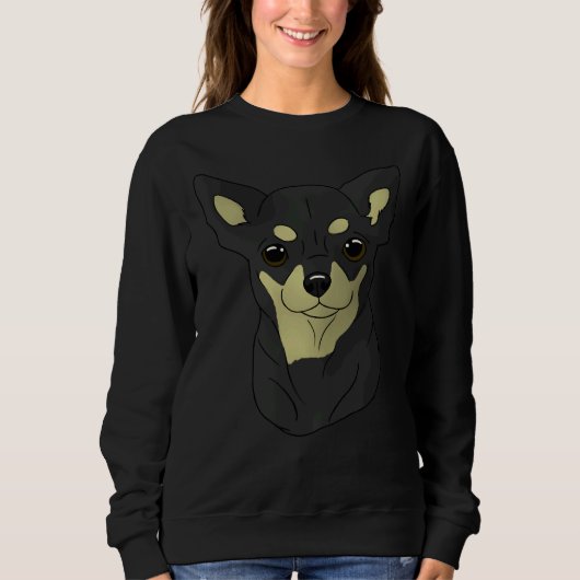 Sweatshirt Chihuahua Sh Noir Et Tan (Devant)