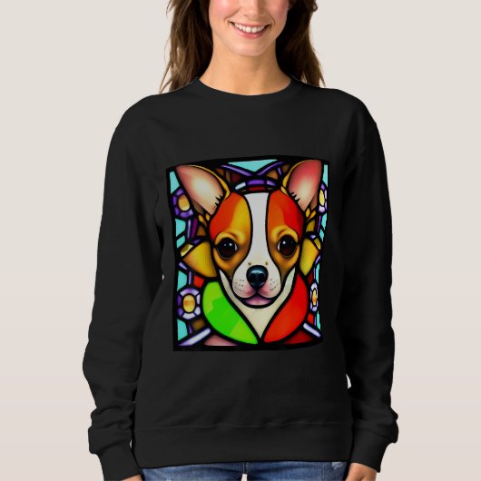 Sweatshirt Chihuahua - Stained Glass Pop Art_4 (Devant)