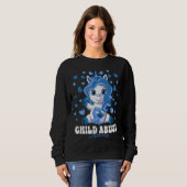 Sweatshirt Child Abuse Awareness Month Blue Ribbon Unicorn (Devant entier)