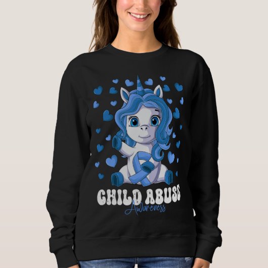 Sweatshirt Child Abuse Awareness Month Blue Ribbon Unicorn (Devant)