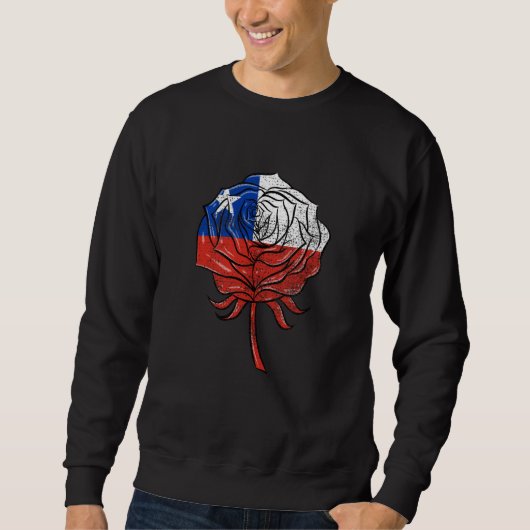 Sweatshirt Chile Flag Rose Chilean Women Vintage (Devant)