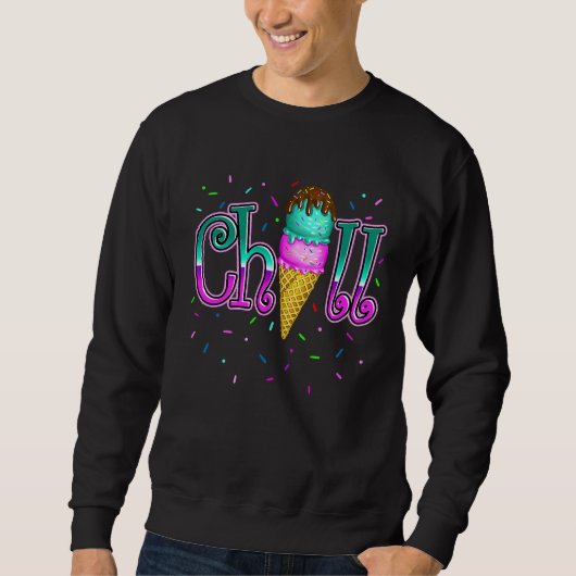 Sweatshirt Chill Cute Sweet Pink Teal Ice Cream Sprinkle (Devant)