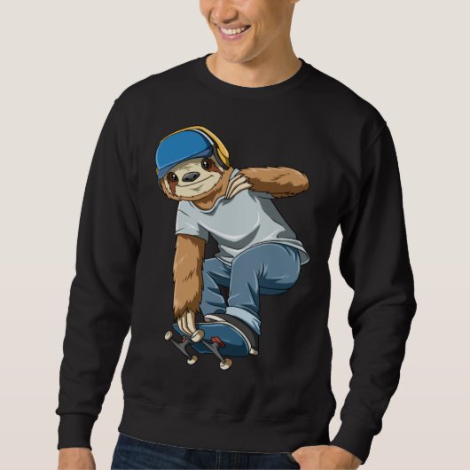 Sweatshirt Chilled Sloth Skateboarding Skater (Devant)